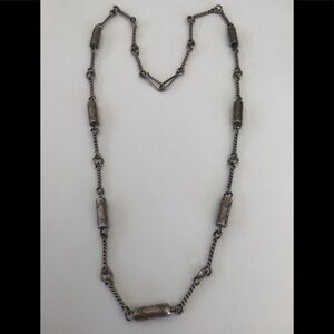 Heavy Sterling Stamped Barrel Beads Necklace MP